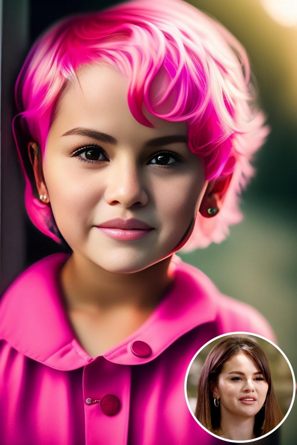 WonderPix: Uma Encantadora Donzela Irradia Encanto Com Sua Vestimenta Cor-de-Rosa | Sample: Selena Gomez