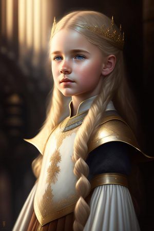 WonderPix: Uma Visão de Magnificência: Uma Rainha Menina de Cabelos Dourados Iluminada