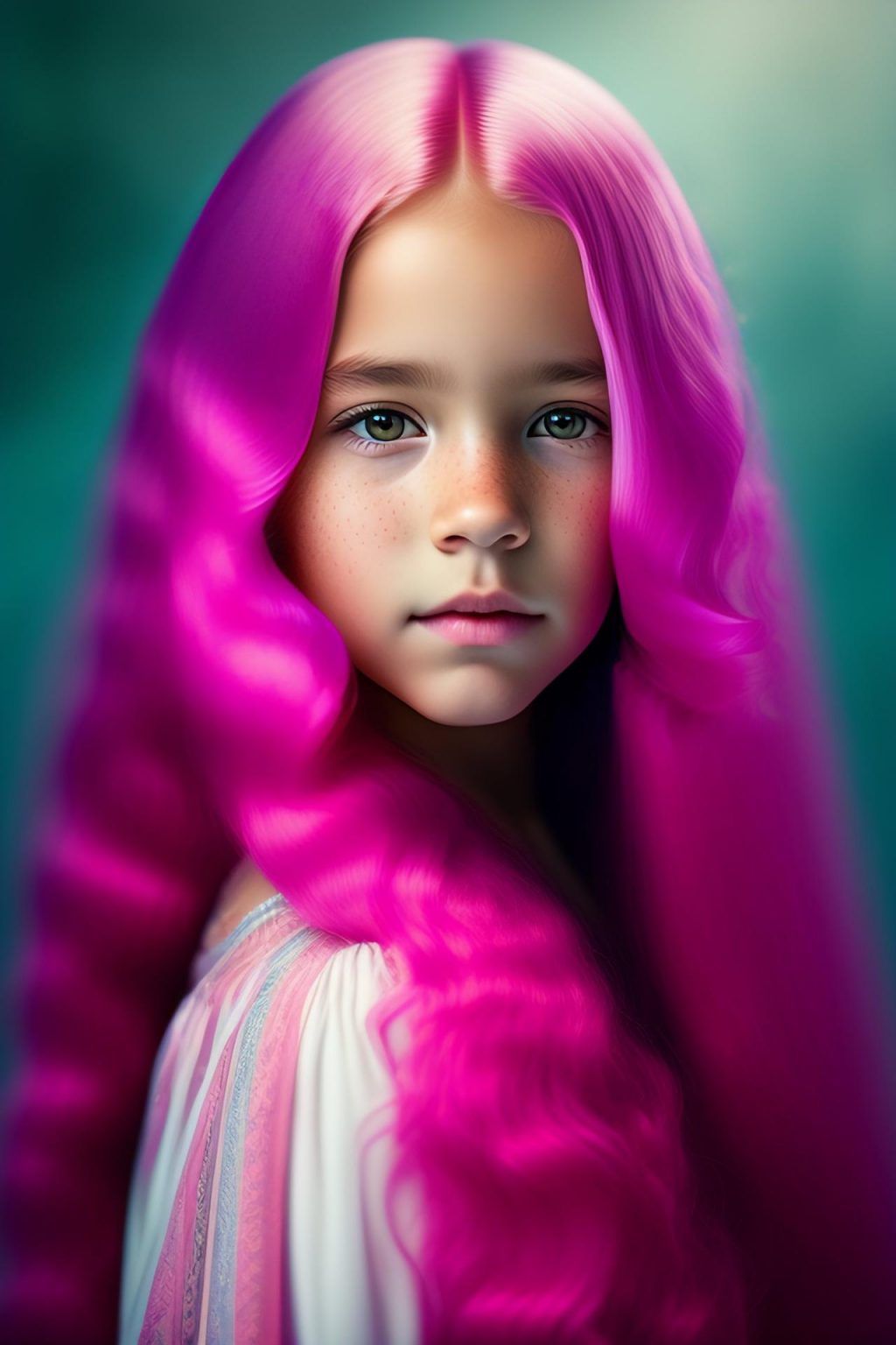 WonderPix: A whimsical dreamer gazes wondrously with rose-hued locks