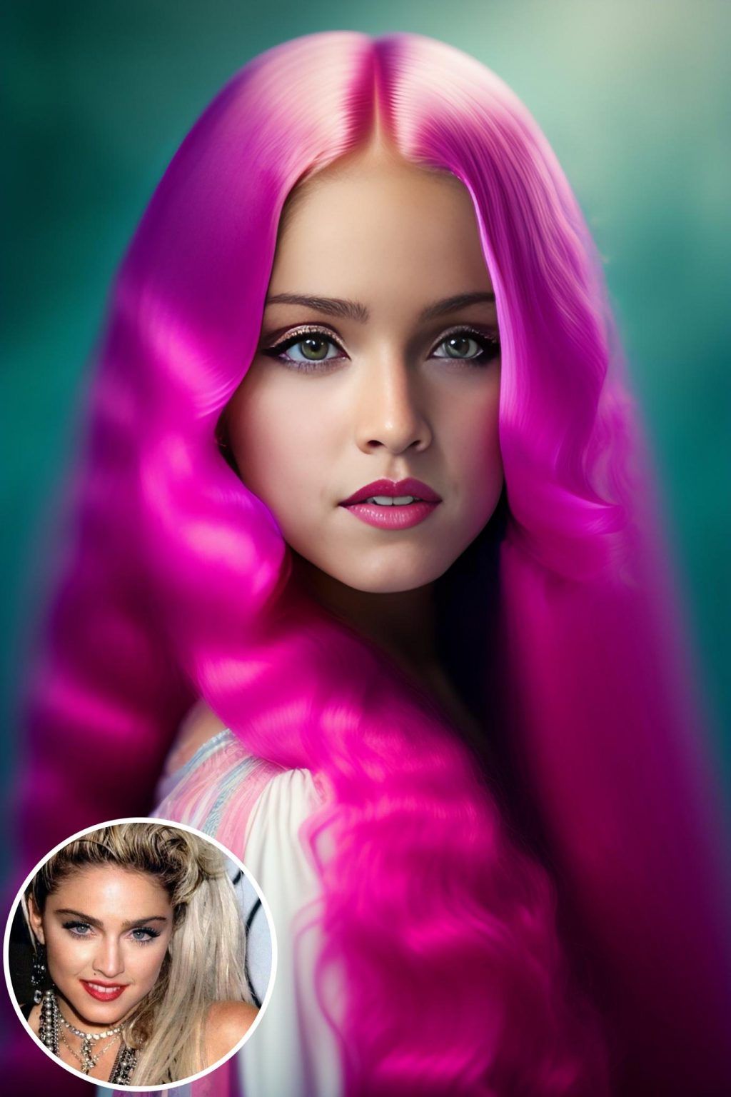 WonderPix: A whimsical dreamer gazes wondrously with rose-hued locks | Sample: Madonna