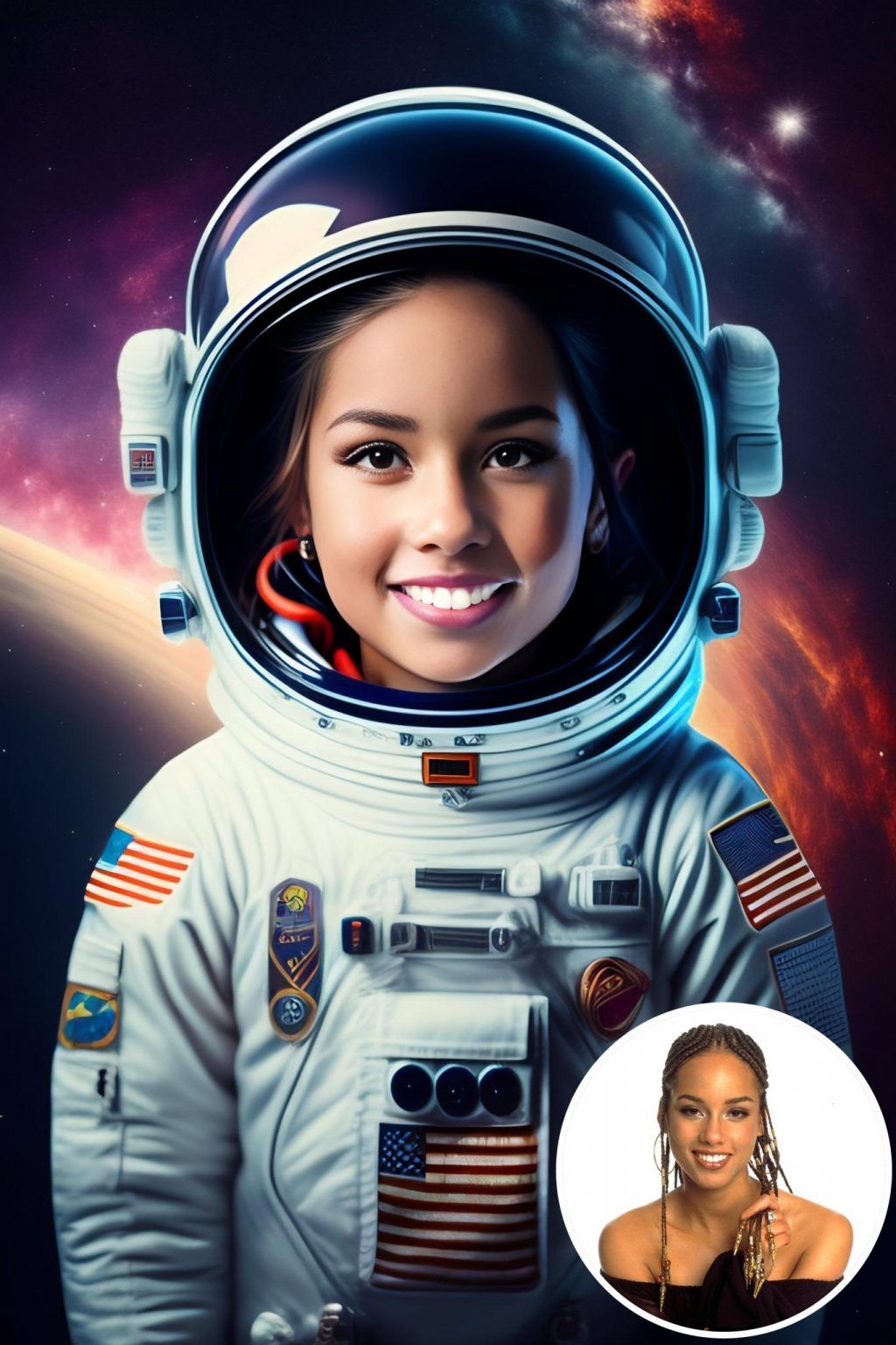 WonderPix: An intrepid girl explorer boldly goes on an adventure among the stars | Sample: Alicia Keys