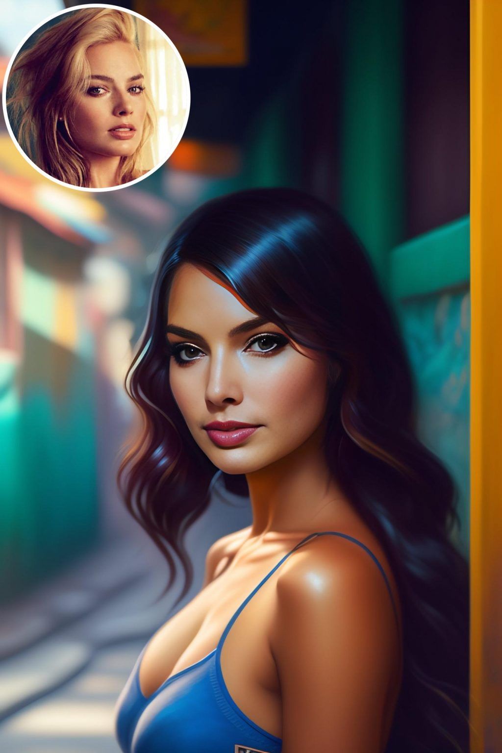 WonderPix: Seorang Gadis Anggun Berdiri dengan Cantik di Permukiman Kumuh | Sample: Margot Robbie