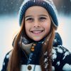 WonderPix: Una niña alegre juega en la tierra maravillosa del invierno