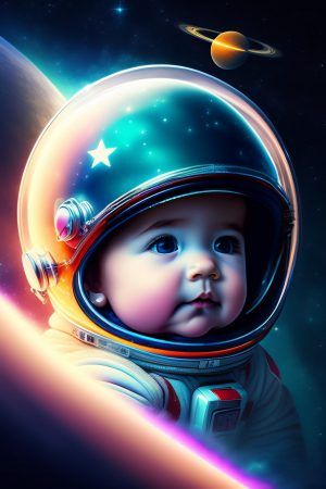 WonderPix: Um alegre querubim flutua no céu estrelado