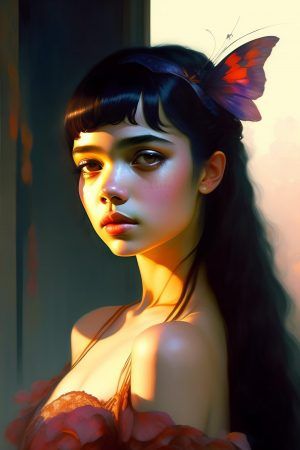 WonderPix: 사색하는 미인은 삶의 대조를 고민한다.