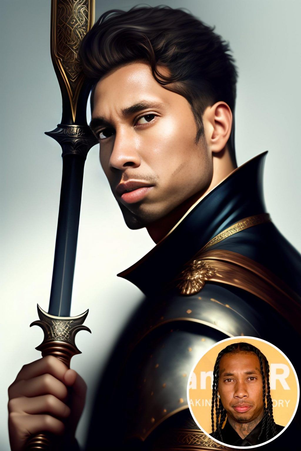 WonderPix: A suave swordsman gazes into the distance with poise and grace | Sample: Tyga