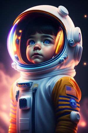 WonderPix: Um Cativante Menino Astronauta Contempla as Estrelas