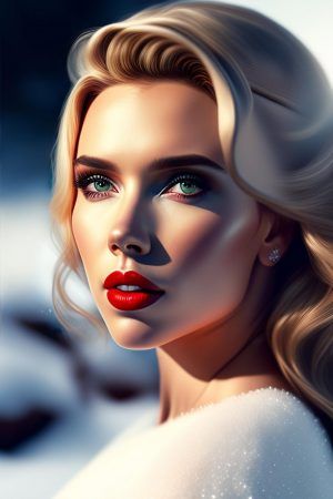 WonderPix: 위풍당당한 여인이 얼음의 화려함 속에서 예쁘게 포즈를 취한다.